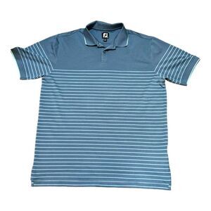 FootJoy Mens Large Blue Striped Polo Shirt Large Golf Athletic Casual Mens